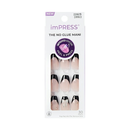 Kiss Impress Color FX Medium Coffin Press on Nails, Black, 30 Pieces