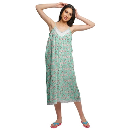 

Moomaya Printed Sleepwear For Ladies WoMen s V-Neck Spaghetti Strap Nightdress