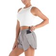 thumbnail image 4 of Spencer Women's Running Shorts Sports Layer Elastic Waist Workout Shorts Athletic Shorts Quick Dry with Zipper Pocket (Gray, L), 4 of 6