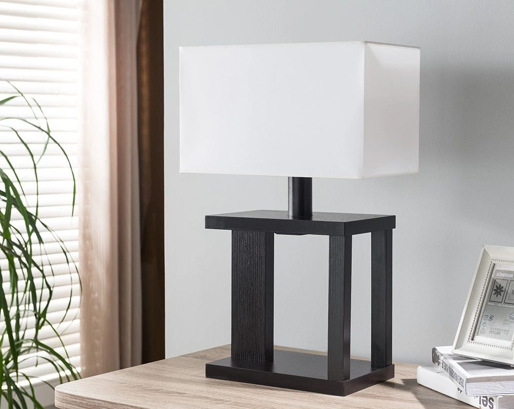 FC Design Rectangle Table Lamp with An Exhibition Shelf in Red Cocoa