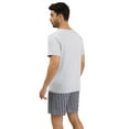 thumbnail image 2 of Men's light gray vertical striped short-sleeved short pants casual comfortable home wear set that can be worn outside, 2 of 6