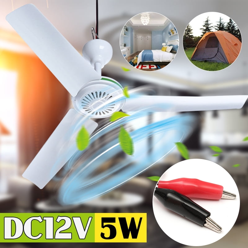 Electric DC 12V 6W Plastic 3 Leaves Brushless Mini Ceiling Fan Home Outdoor US 