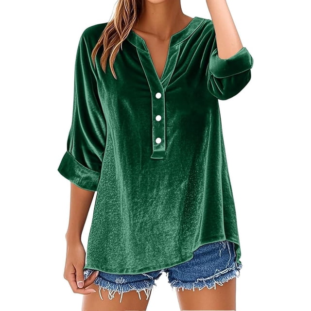Chemise Décontractée Rétro à Manches Longues avec Col, Blouse Coupe Ample, Haut Uni pour Usage Quotidien