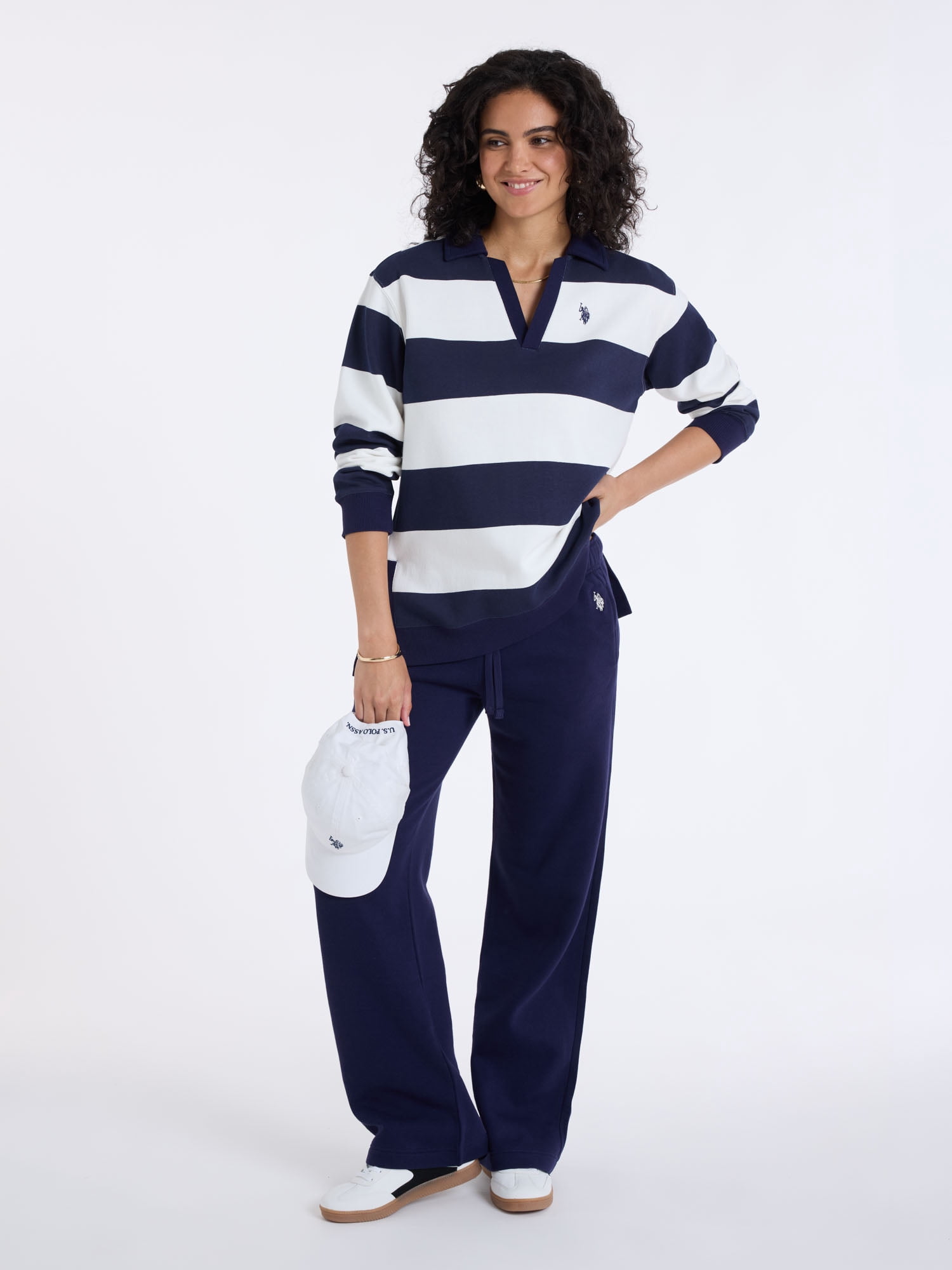 U.S. Polo Assn. Women's Fleece Rugby Henley Popover, Sizes XS-XL