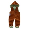 thumbnail image 1 of KIDSCOOL SPACE Baby Denim Overall,Hooded Little Kid Jean Jumper,Brown,3-4 Years, 1 of 3