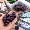thumbnail image 3 of GFDYREE 15 Pcs Complete Polyhedral Dice Set D3-D100 Game Dice with a Leather Drawstring Storage Bag for Role Playing Table Games(Black & Purple), 3 of 7