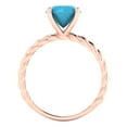 thumbnail image 4 of Clara Pucci 14K Rose Gold Solid Gold Turquoise Solitaire Anniversary Ring for Women - 2 cttw Round Cut, 4 of 8