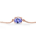 thumbnail image 2 of Gem Stone King 18K Rose Gold Plated Silver Blue Tanzanite Solitaire Bracelet for Women (1.16 Cttw, Oval 8X6MM, Gemstone December Birthstone, Fully Adjustable up to 9 inch), 2 of 3