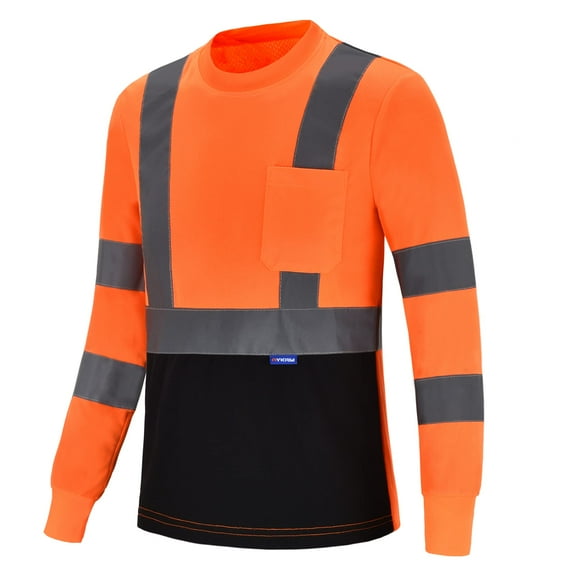 AYKRM Safety T Shirt Reflective High Visibility hi vis Long Sleeve T Shirt (XS-6XL)