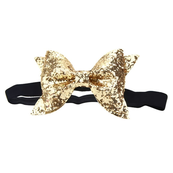 VANIDO Baby Headbands Bowknot Sequin Hair Bands Bows Hair Accessories for Newborn Toddler and Children (Light Gold)