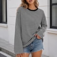 thumbnail image 6 of XUNKUSGA Womens Striped Tops Casual Loose Long Sleeve Crewneck Pullover Top Fashion Drop Shoulder Oversized Tunic Tops Comfortable Soft Fall Sweatshirt for Daily Wear XL, 6 of 7