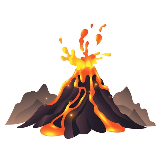 Vinyl Kids Bedroom Living Room Volcano Hot Magma Lava Cartoon Design Adhesive Wall Decal Sticker - 16" x 20" Removable Home Art Volcanic Eruption Mountain Like Earth's Mass Object Decoration