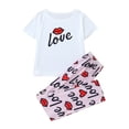 thumbnail image 2 of Censtreet Womens Pajama Sets 2 Piece Soft Short Sleeve Top and Pants Sleepwear Round Neck Pjs Lounge Set, 2 of 9