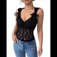 thumbnail image 3 of Tops de Encaje para Mujer, Camisola con Cuello en V, Sin Mangas, Estilo Y2K, para Salir, A . Negro M, 3 of 10