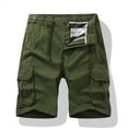 thumbnail image 4 of Fmbrln Mens Summer Cotton Multipockets Cargo Shorts Fashion Casual Button Zipper Drawstring Elastic Waist Outdoor Hiking Shorts, 4 of 4