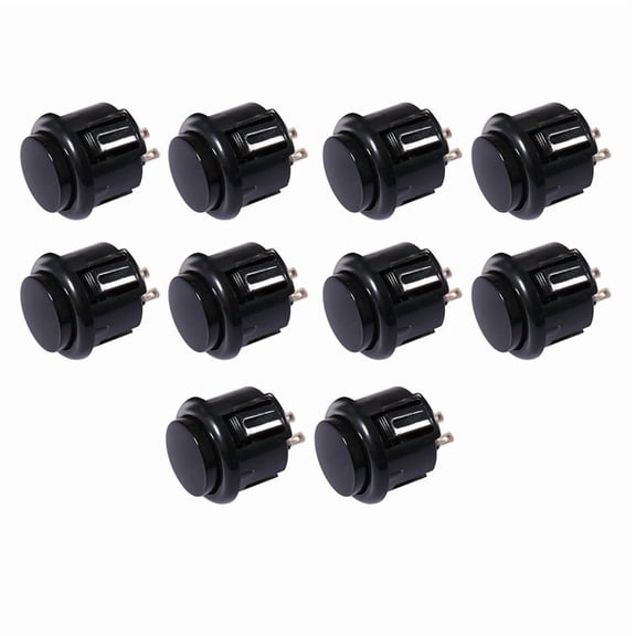 10 Pcs Arcade Buttons 24Mm Responsive Arcade Buttons for Gaming Enthusiasts Black,10 * Arcade Buttons,Black