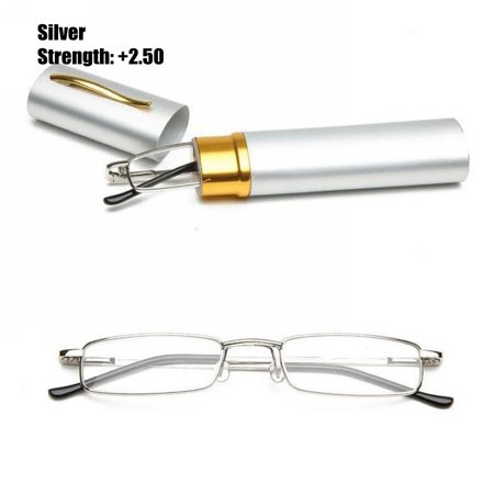 Vision Care Unisex Stainless Steel Frame Metal Reading Glasses Elderly Glasses Eyewear Resin Eyeglasses SILVER STRENGTH-250