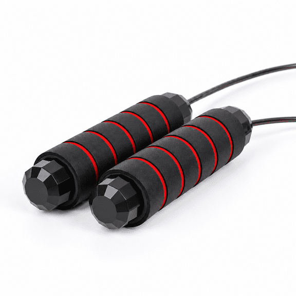 Medstation Tangle-Free Adjustable Speed Jump Rope with Ball Bearings, Steel Cable and Foam Handles, Black