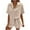 Khaki, variant on Maplenight Women's 2 Piece Outfits Lapel Long Sleeve Button Down Shirts and Drawstring Shorts Sets Casual Lounge Vacation Summer Sets