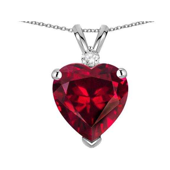Star K� 8mm Created Ruby Heart Pendant Necklace