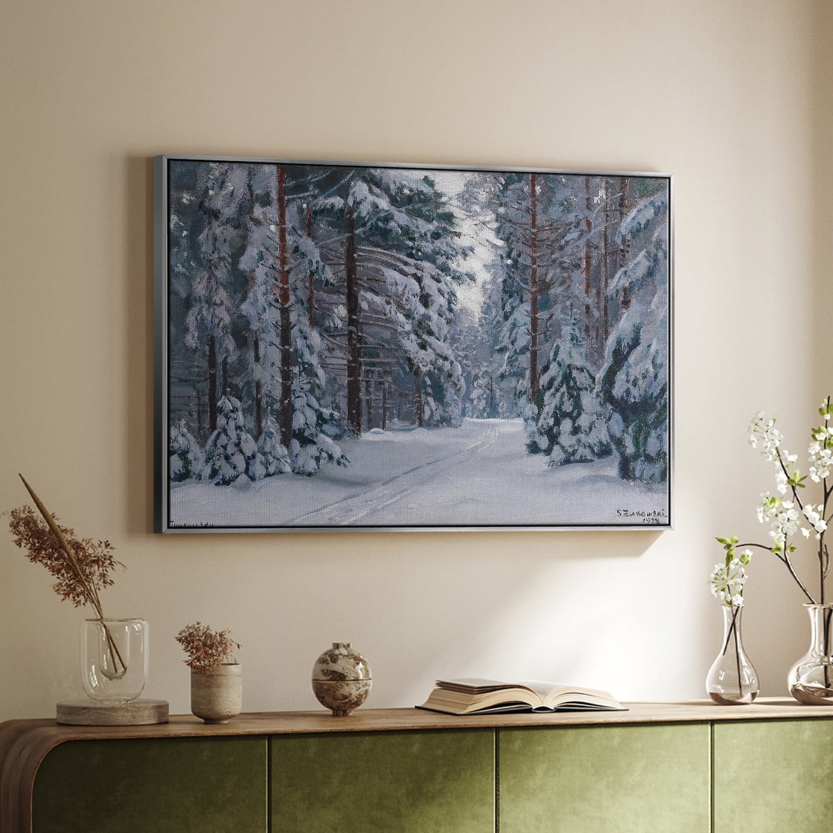 Vintage Landscape-CCLXVII By Wexford Home Framed in Silver Wood Gallery Wrapped Canvas 25 in. x 37 in.
