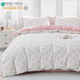 thumbnail image 1 of Nayoroom Ensemble de Housse de Couette Réversible Très Grand 3 Pcs Fleurs de Tulipes Roses Blanches 100 % Coton Style Jardin Esthétique pour Filles, 1 of 7