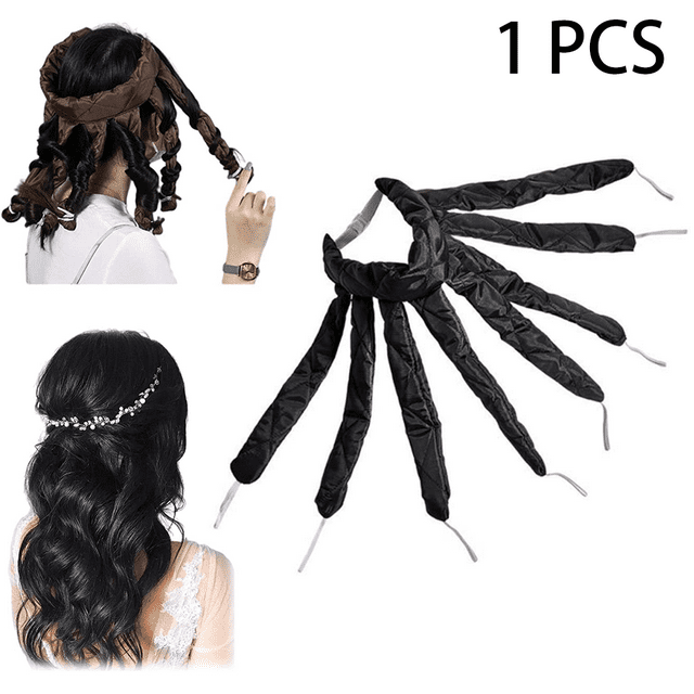 Rizadores de pelo de pulpo (negro), rizadores de pelo sin calor, diadema para rizar sin calor para largos, la mayoría de los tipos de peinados, rizador de calamar con diadema perezosa de pulpo