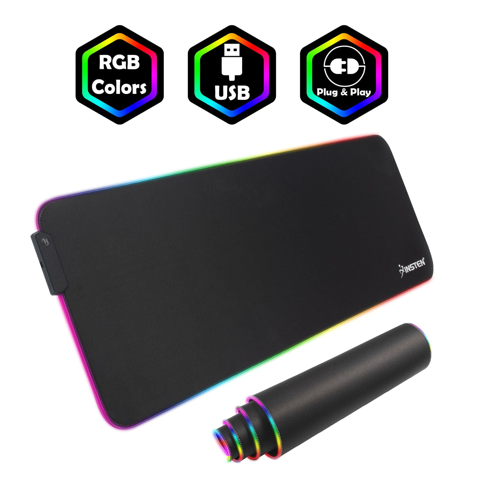 INSTEN - Gaming RGB LED Mouse Pad Extra Large Extended XXL Mice mat