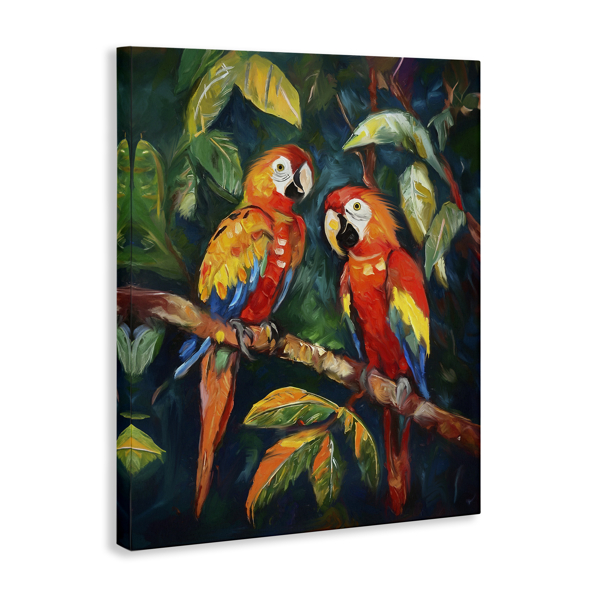 Stupell Industries Parrot Pair on Branch Animals & Insects Painting Gallery Wrapped Canvas Art Print Wall Art, 30 x 40