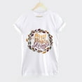 thumbnail image 5 of Odeerbi Thanksgiving Shirts for Women Casual Round Neck Short-sleeved Printed T-shirt Top White, 5 of 6