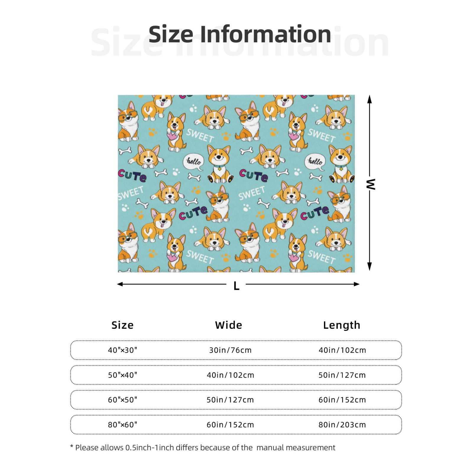 Throw Blanket for Couch - Cute Dogs Corgi Soft Comfy Lightweight Cozy Warm Throw Blanket, Fuzzy Plush Flannel Blanket & Throws for Sofa and Bed All Season