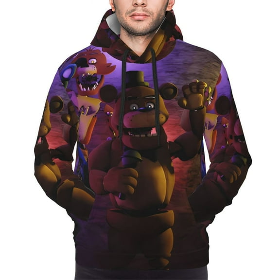 Saiise Five Nights At Freddy'S Men's Graphic Print Long Sleeve Drawstring Hoodie Pullover Sweatshirt-Small