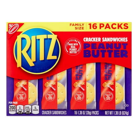 Nabisco Ritz Peanut Butter Cracker Sandwiches, 1.38 oz, 16 ct