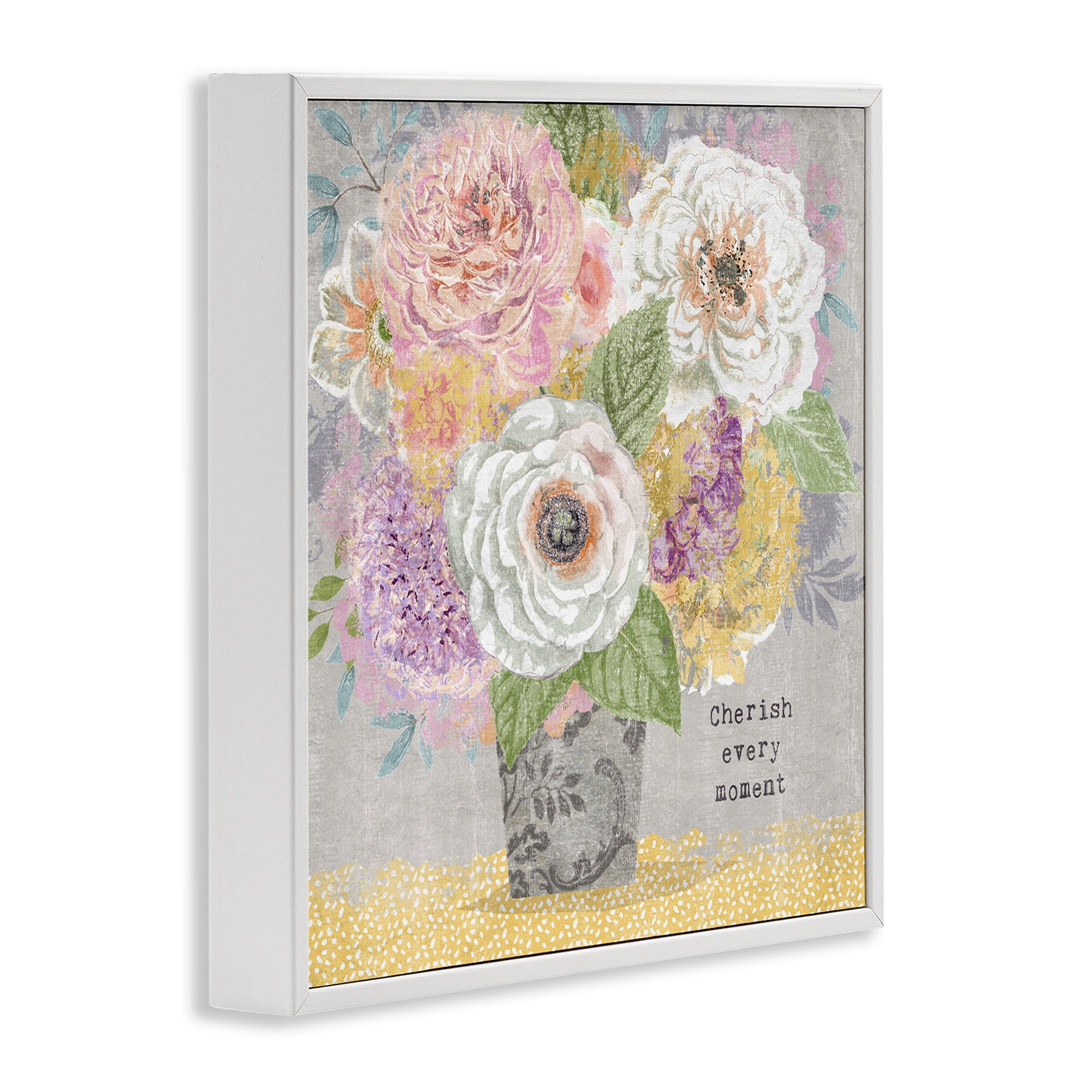 Stupell Industries Cherish Every Moment Inspiration White Framed Giclee Art, design by Suzanne Nicoll