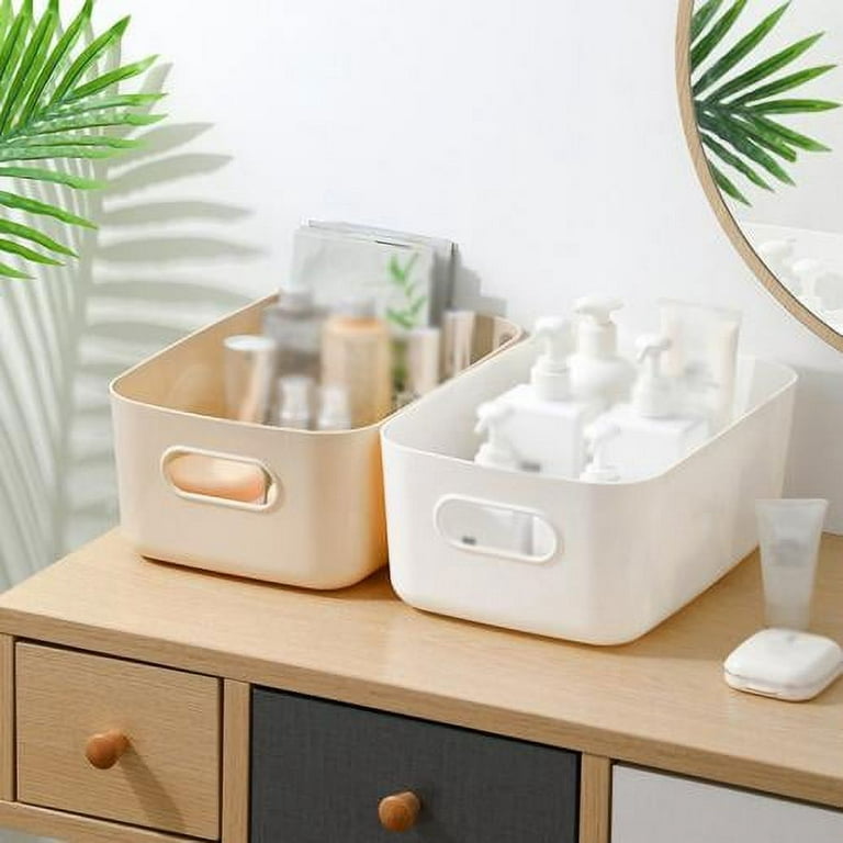 Deep Plastic Bathroom Vanity Storage Bin with Handles - Organizer