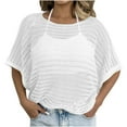 thumbnail image 2 of Qzwdhjm Womens Bathing Suit Cover Up Hollow Out Half Sleeve Beach Coverup Shirt Crewneck Loose Lounge Vacation Swim Suits Coverups, 2 of 5