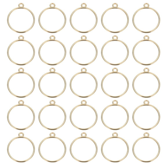 Open Bezels for Resin, 60 Pcs Alloy Round Open Back Frame Pendants DIY and Crafting, Gold Tone