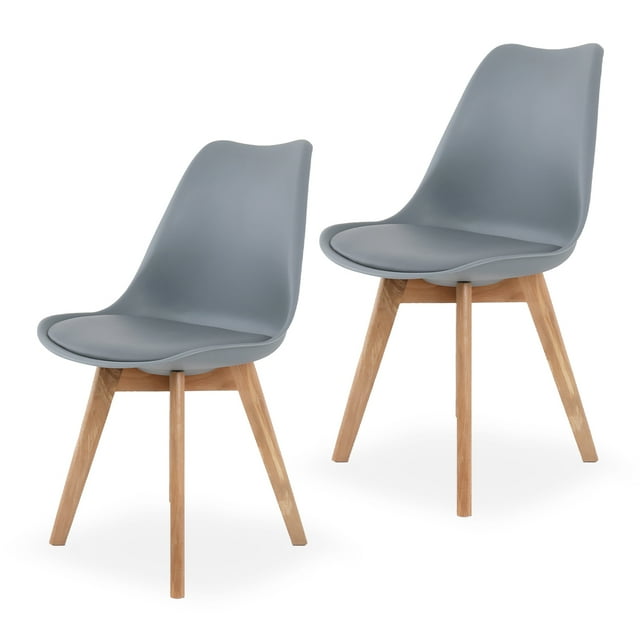Sillas de Comedor Modernas con Asiento Acolchado de Diseño Minimalista Tipo Eames Pedestal - Sillas Ergonomicas Acojinadas con Estructura de Madera Ideales para Interior Set de 2 Piezas