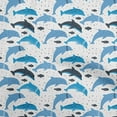 thumbnail image 1 of oneOone Rayon Blue Fabric Beach Dolphin Sewing Material Print Fabric By The Yard 56 Inch Wide, 1 of 4