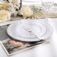 thumbnail image 3 of 60pcs Silver Plastic Plates, Disposable Plastic Party Plates with White Silver Rim Heavy Duty Fancy Wedding Party Plates Include 30 Dinner Plates 10.25" and 30 Dessert Appetizer Plates 7.5", 3 of 6
