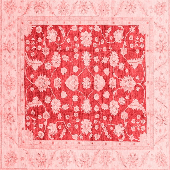 Ahgly Company Machine Washable Indoor Square Abstract Red Modern Area Rugs, 7' Square