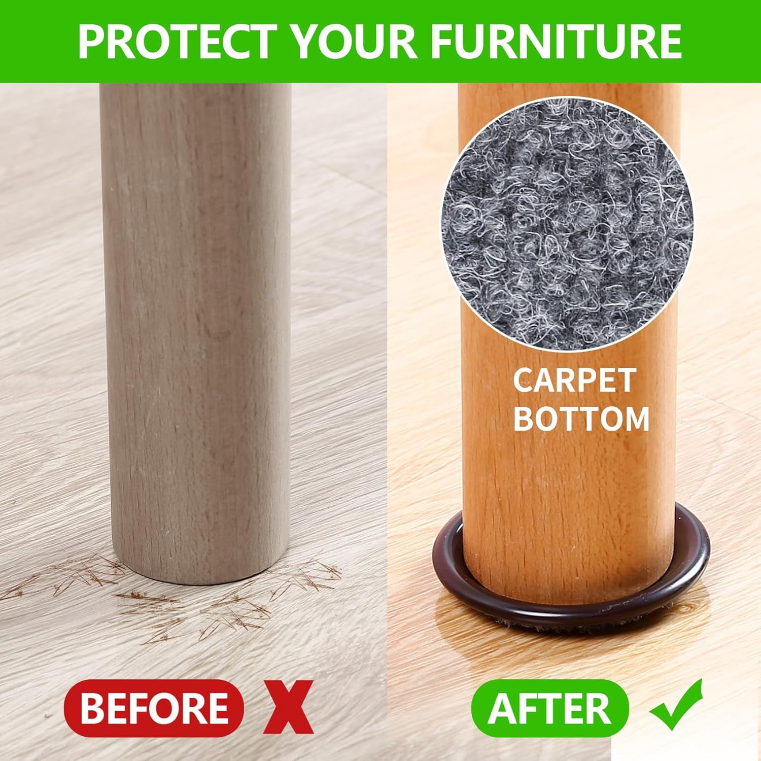4" Round Carpet Bottom Furniture Caster Cups, Reusable Furniture Sliders for Hardwood Floors, Felt Furniture Pads Coasters to Protect Tile or Laminate Floors from Scratches, Brown/Gray (12 Pack)