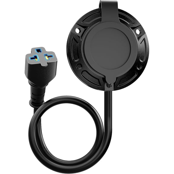 Heavy-Duty 20A 125V RV Shore Power Inlet Plug with 16" Extension Cord, 5-in-1 T-Blade Adapter, Waterproof Outlet Box & Cap for RVs Trailers Boats - Outdoor Electrical System (12AWG)