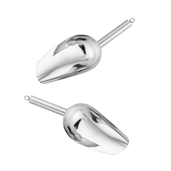 2-Piece Stainless Steel Camping Shovels for BBQ Grilling, Multipurpose Ice Scooper with Ergonomic Handle