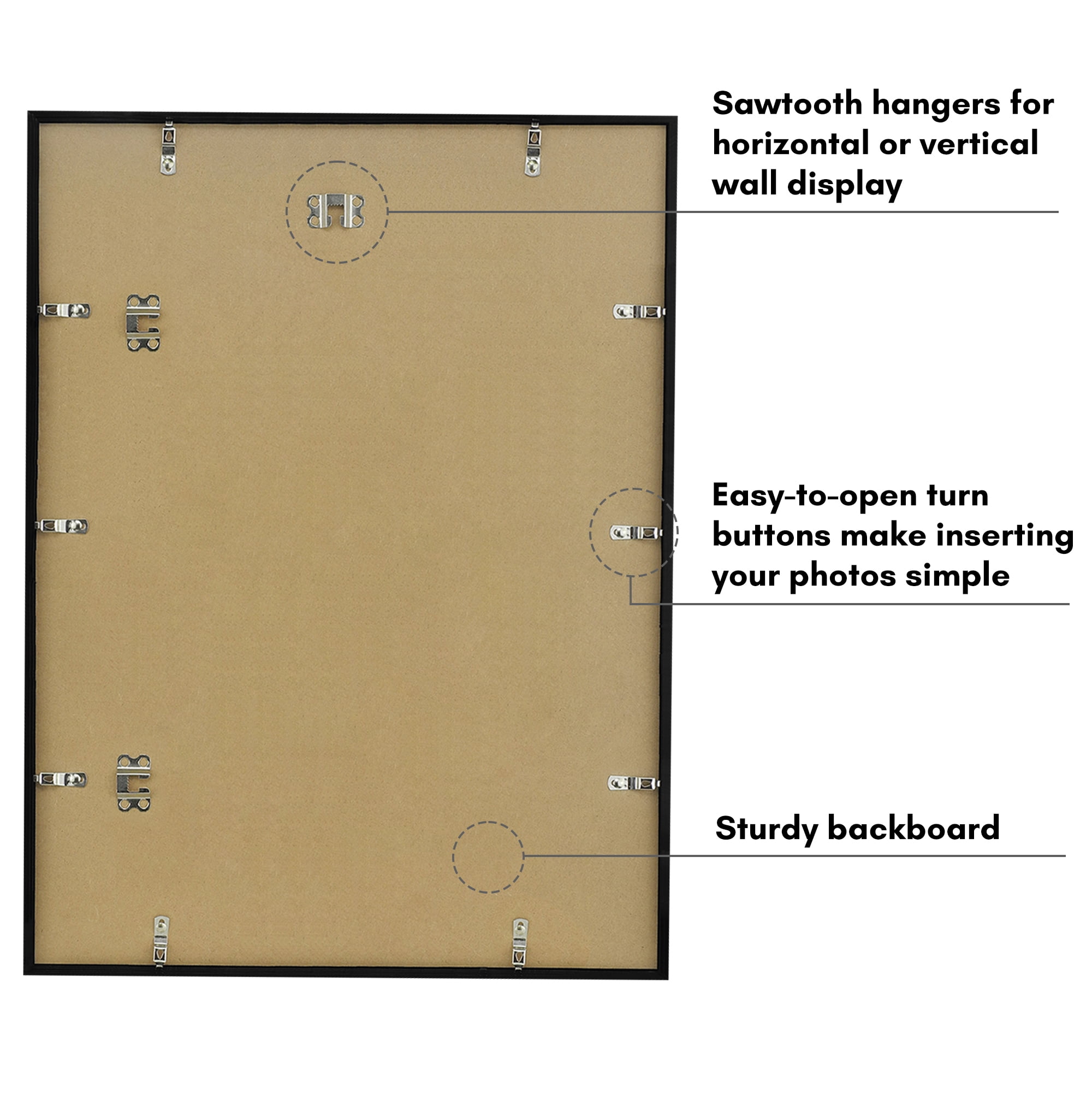 Americanflat 18x24 Poster Frame with Polished Plexiglass with 10x8 Mat Display Photo Streamline Thin - Black
