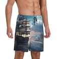 thumbnail image 2 of Pofeuu Moonlit Sea Sailboat Print Men's Soft Woven Elastic Waistband Sleep Pajama Short-Large, 2 of 6