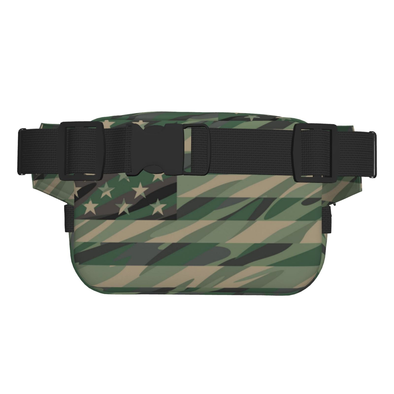 Kdxio Jungle Green Camo USA Flag Crossbody Double Layer Waist Bag Belt Bag for Unisex Fanny Pack Fashion Waist Packs for Hiking Running Shopping Traveling