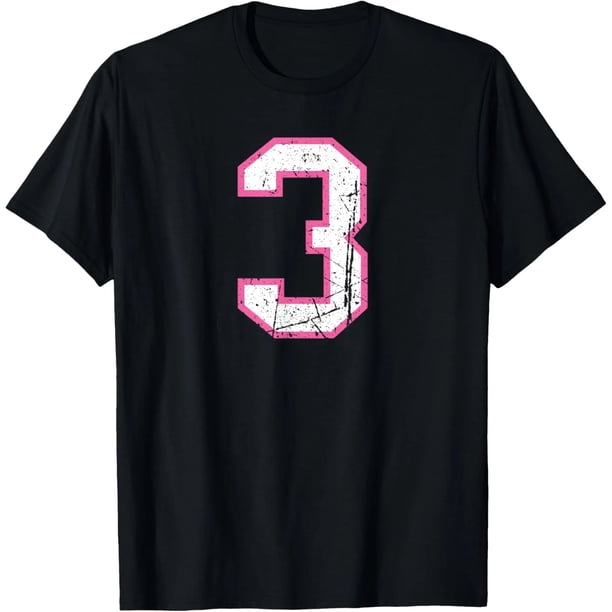 Playera No. 3 Rosa Retro con Número de Colegial
