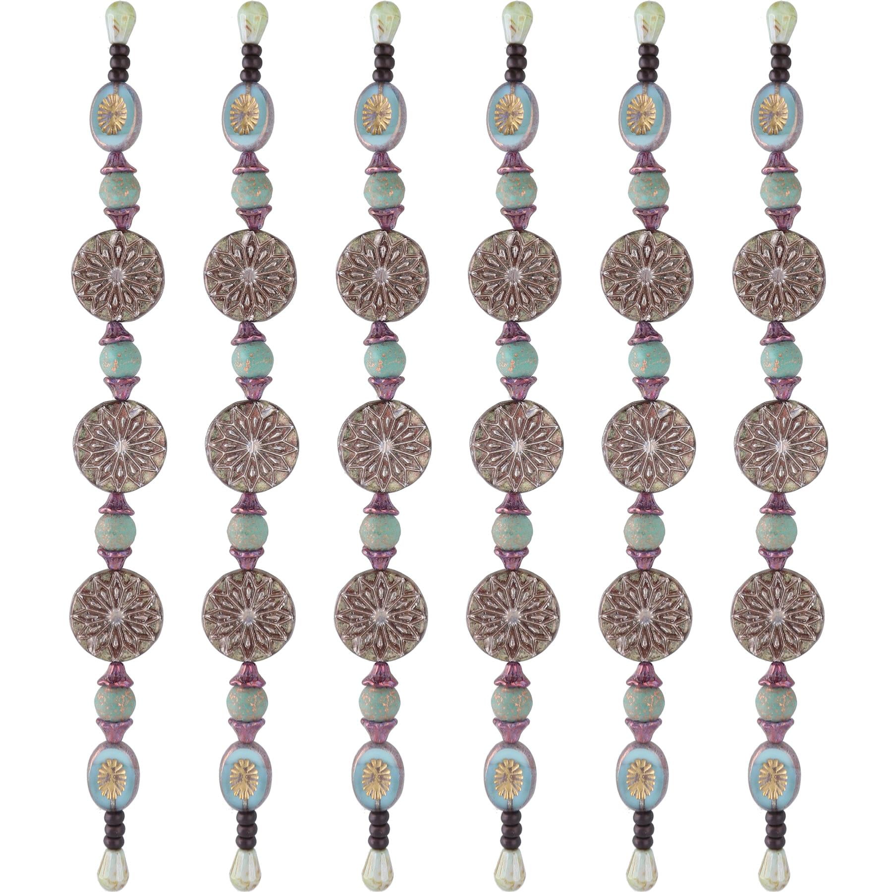 The Beadsmith Czech Glass Strands – Pressed & Table Cut Beads – 6 x 7-Inch Strands, 25 Beads Per Strand – Bronze Suburst Mix – for Jewelry Making, Decorations & DIY Crafts
