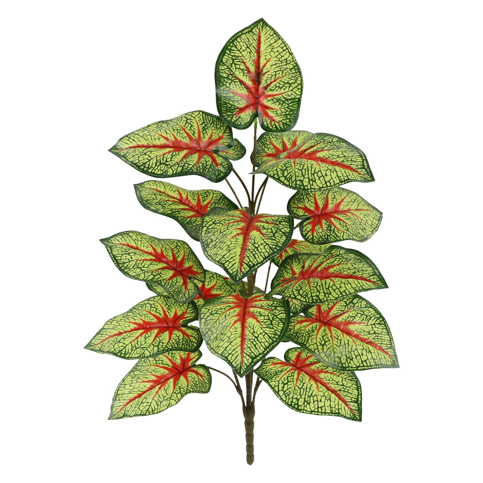 Artificial Caladium Plant Faux Red Heart Variegated Tropical Houseplant Realistic No Maintenance for Indoor Living Room Outdoor Patio Home Decor Fake Tropical Plants 25.6 Inch 1Pcs